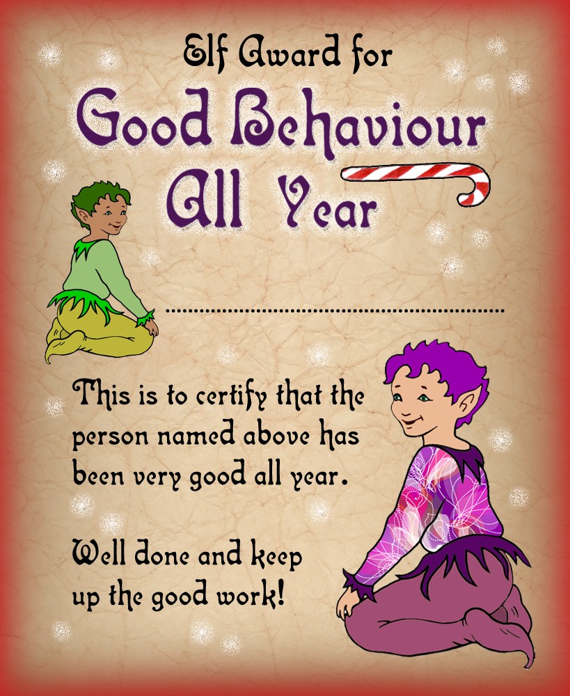Elf Certificate Award For Good Behaviour All Year Rooftop Post