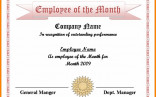 Employee Of The Month Certificate Template Free Printable Year