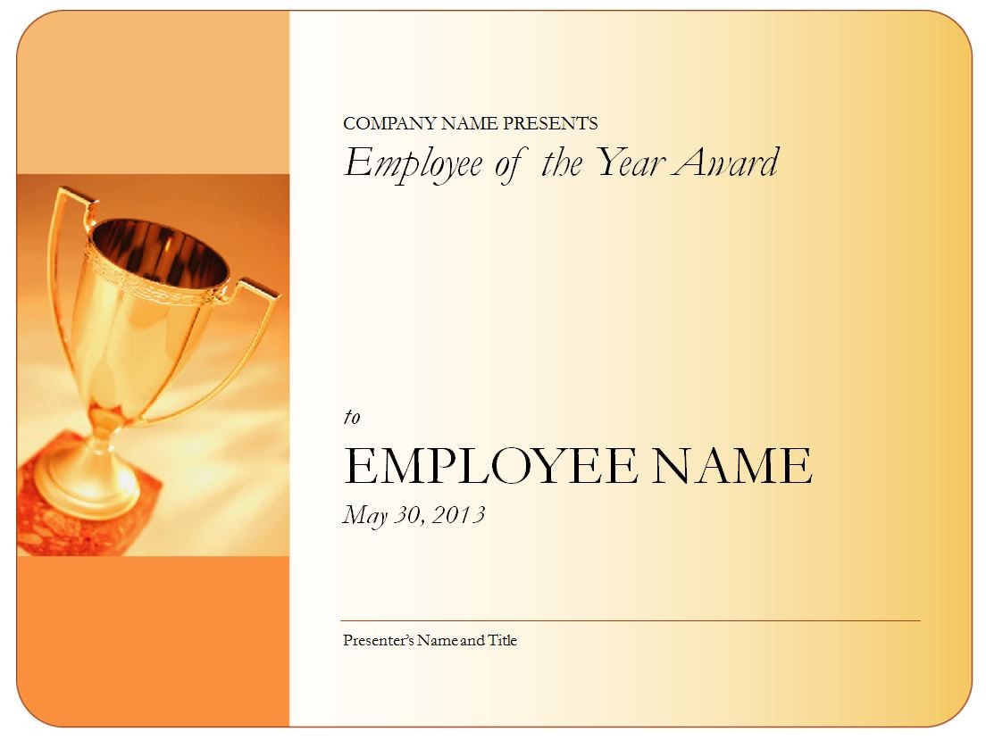 Employee Of The Year Certificate Template Free 1 Best Templates