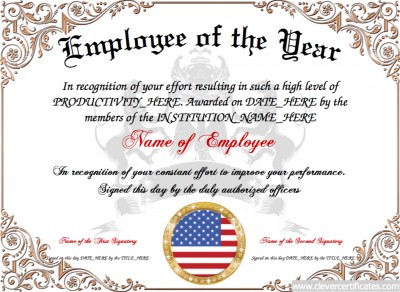 Employee Of The Year FREE Certificate Templates For Staff You Can Free Template