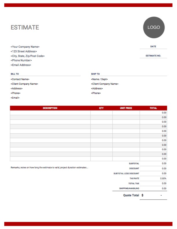 Estimate Template Download And Use For Free Word Document