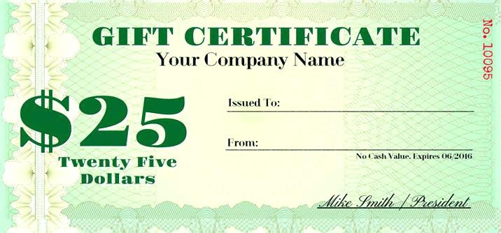 Fake Gift Certificate Printable Free Template Money
