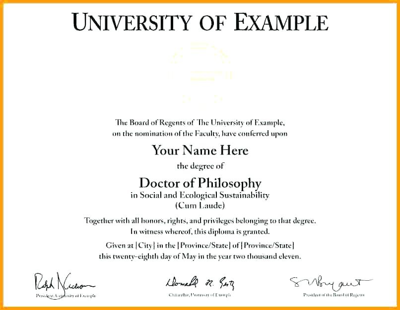 Fake Phd Degree Template Powerbots Co Certificate