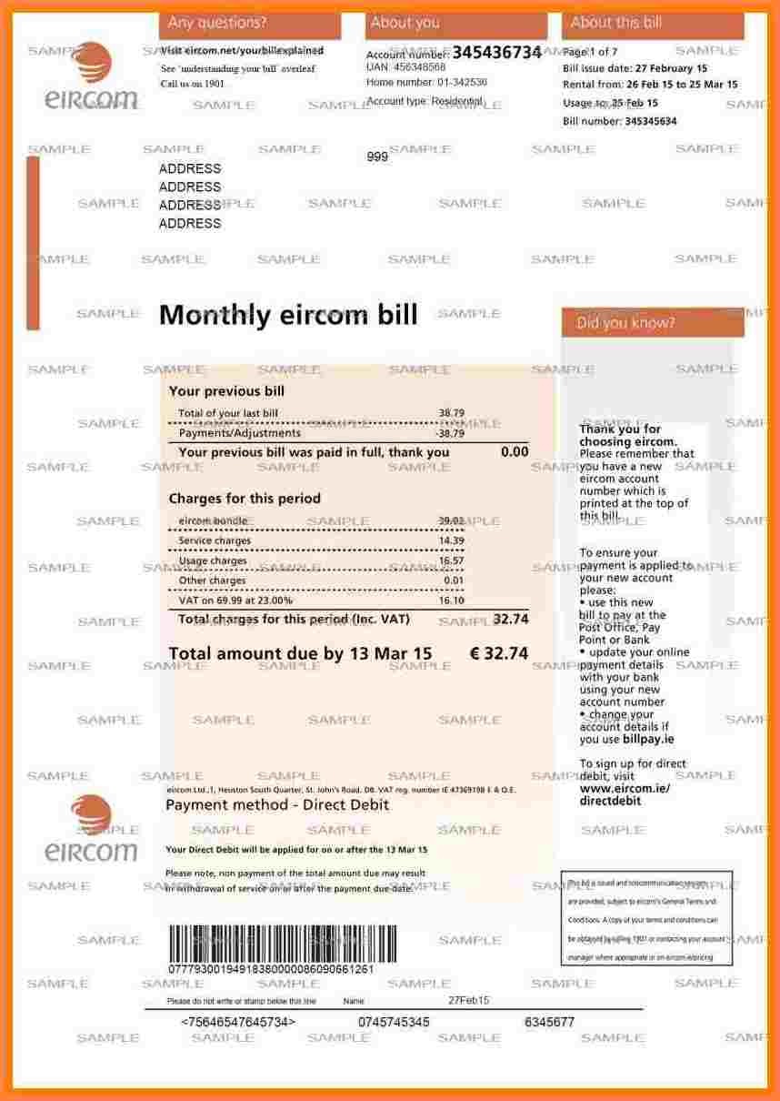 Fake Utility Bill Template Free Photo Gallery In Website Download