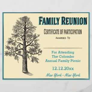 Family Reunion Awards Certificates Zazzle UK