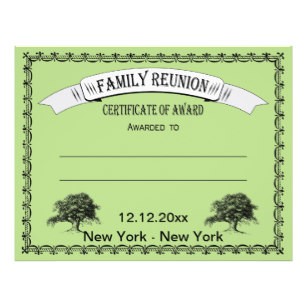 Family Reunion Certificate Gifts On Zazzle Award Certificates