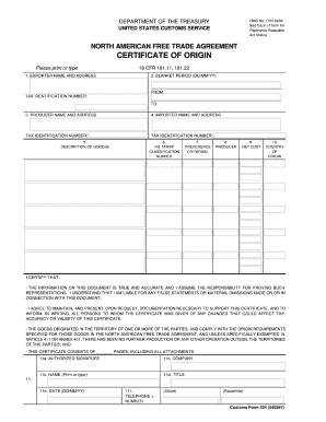 Fillable Nafta Certificate Of Origin Fill Online Printable Template