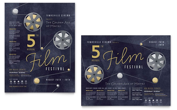 Film Festival Brochure Template Design Movie
