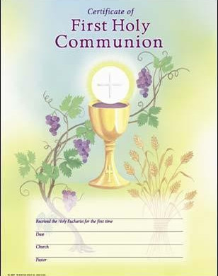 First Communion Certificate Lagron Miller Company Template