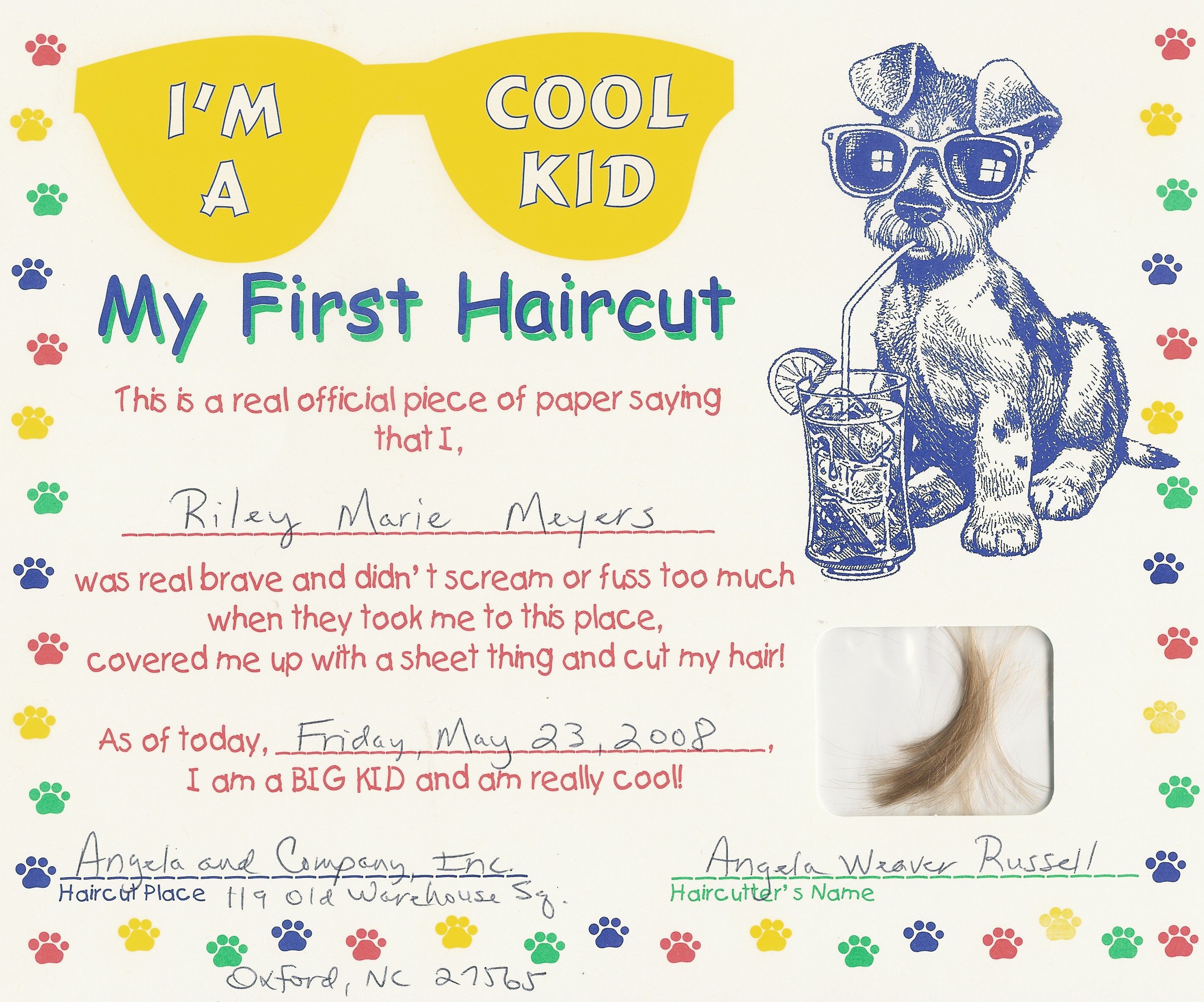 First Haircut Certificate Free My Cakepins Com Stuff Pinterest