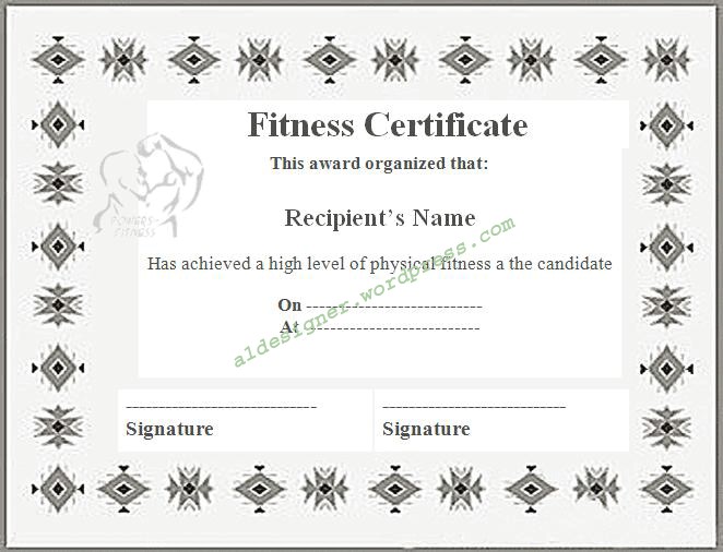 Fitness Certificate Template Graphics And Templates Personal Trainer