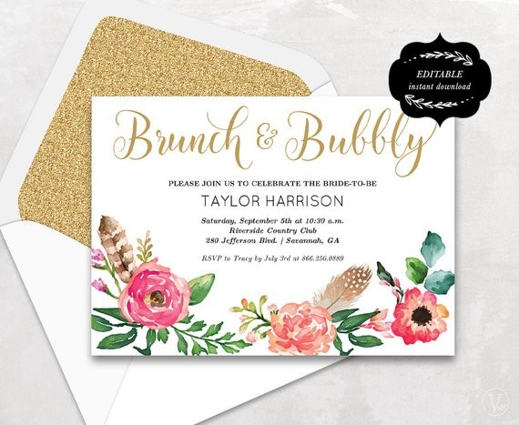 Floral Bridal Shower Template Printable Etsy Download
