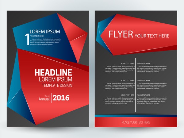 Flyer Template Design With Abstract 3d Dark Background Free Vector