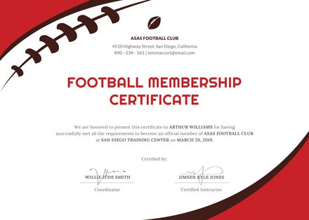 Football Certificate Template Custom Free