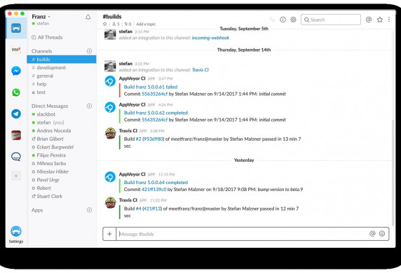 Franz A Free Messaging App For Slack Facebook Messenger WhatsApp Pages Dmg Download