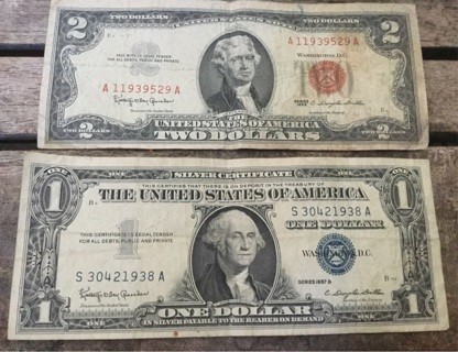 Free 1963 Red Seal US 2 Two Dollar Bill 1957B Blue 1