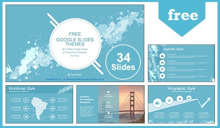 Free Abstract Water Colored Splashes Google Slides Themes Presentation