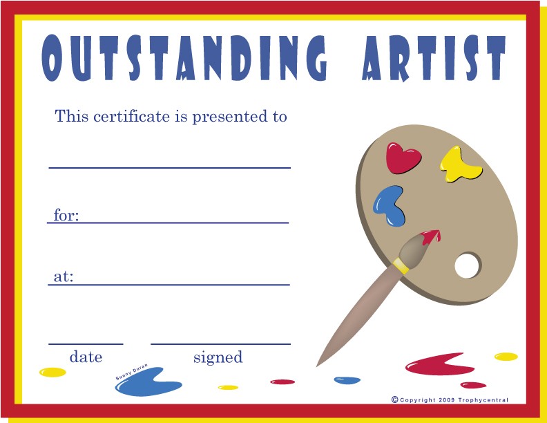 Free Art Certificates Certificate Template