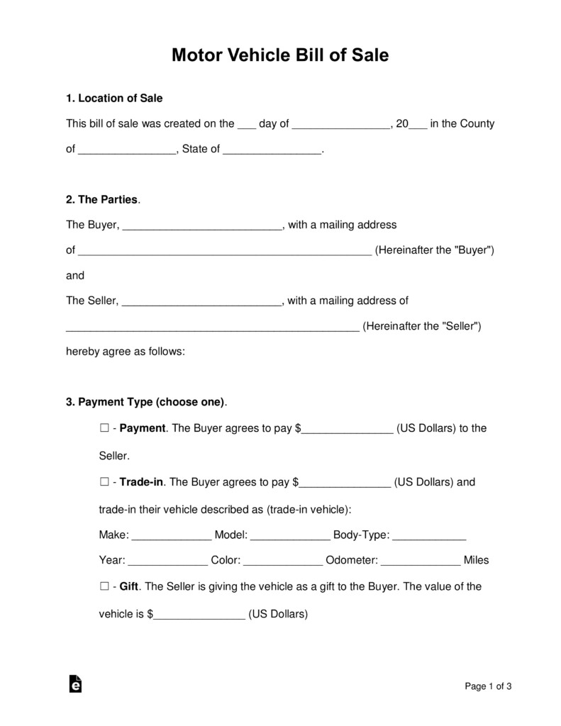 Free Bill Of Sale Forms PDF Word EForms Fillable Car Template Georgia