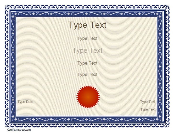 Free Certificate Templates Blank Certificates Printable