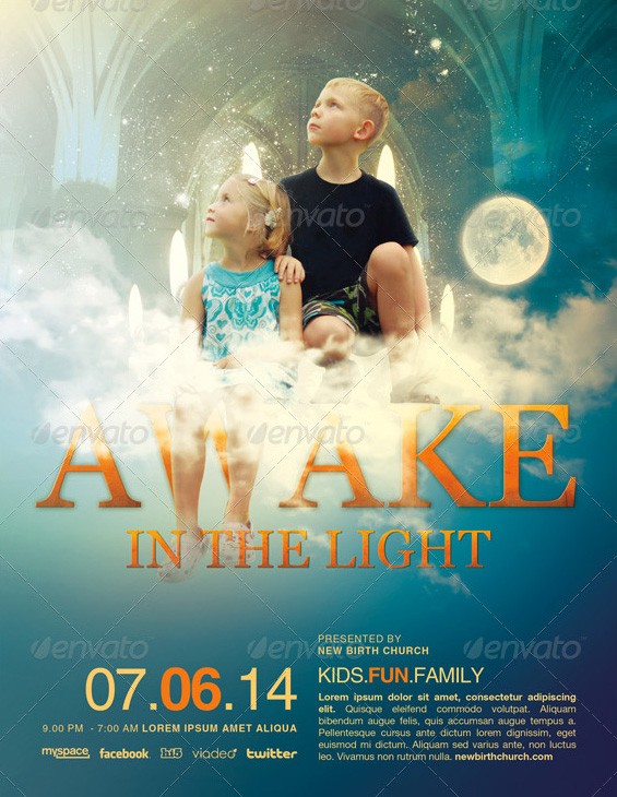 Free Church Flyer Psd Flyers Templates Awake In The