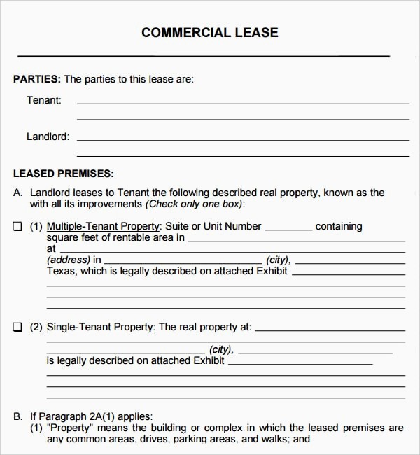 Free Commercial Lease Agreement Texas Elegant Property