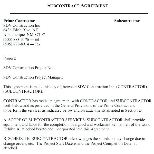 Free Contractor Contract Template Construction Agreement Canada