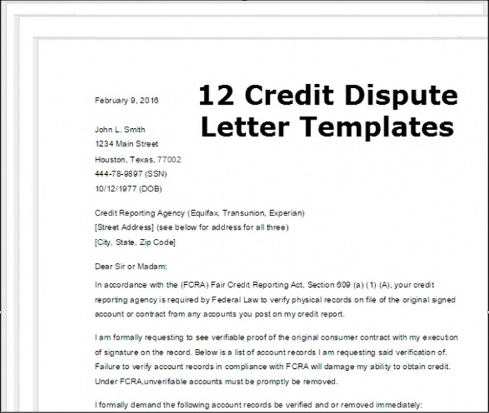 Free Download Section Credit Dispute Letter Template 609