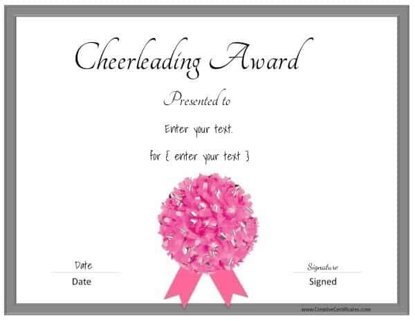 Free Editable Cheerleading Certificates Customizable
