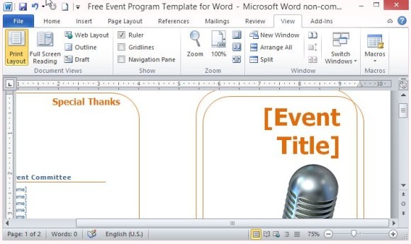 Free Event Program Template For Word Templates