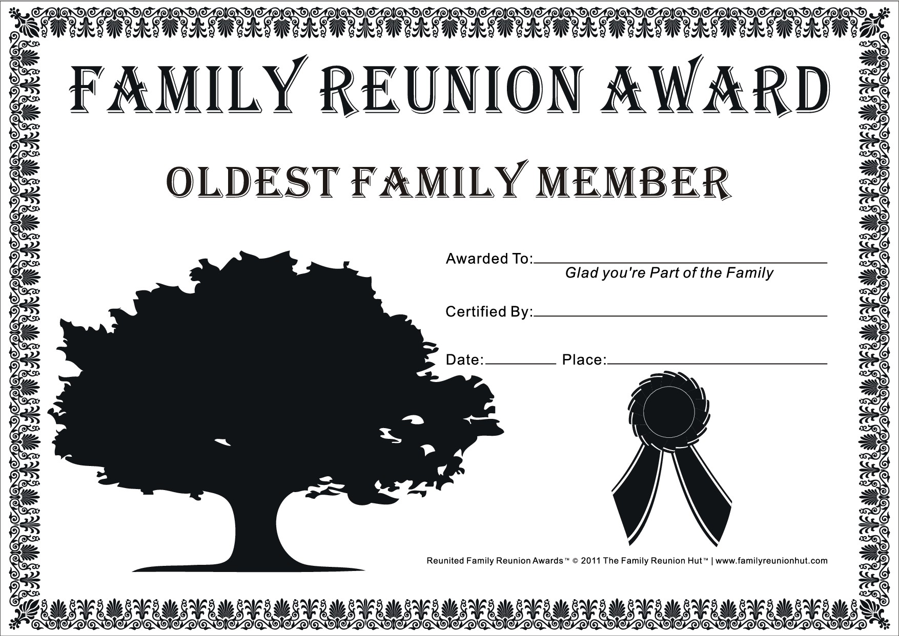 Free Family Reunion Certificates Templates Activities Awards Printables