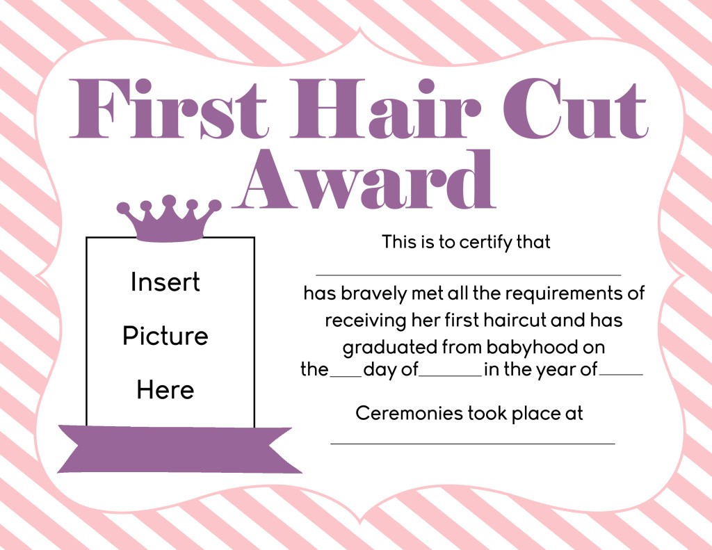 Free First Hair Cut Award Printables Haircut Certificate