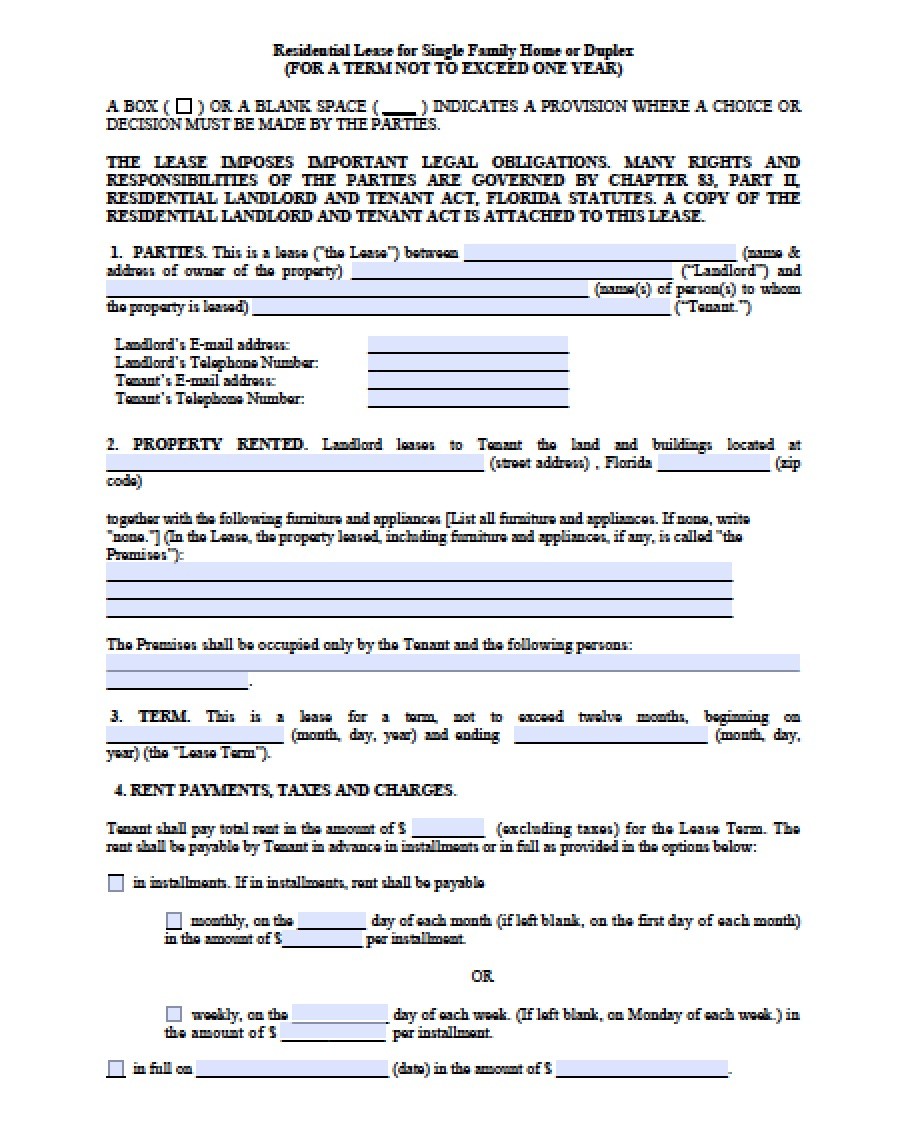 Free Florida Month To Lease Agreement PDF Word Doc Microsoft Rental Template