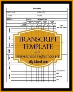 Free Homeschool High School Transcript Template