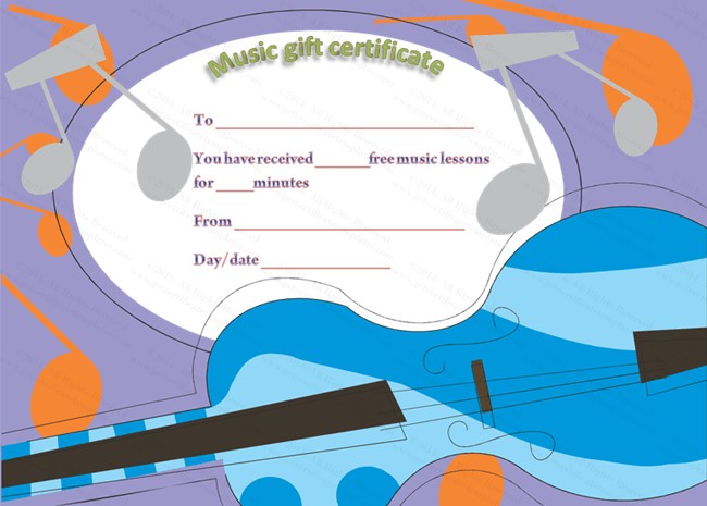 Free Music Lessons Gift Certificate Template Beautiful Printable