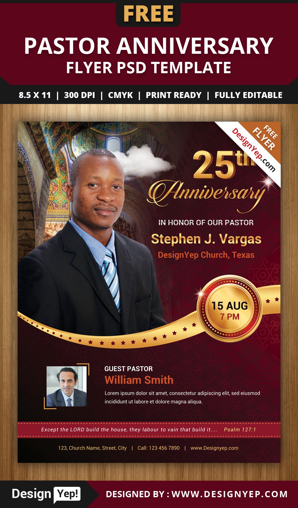Free Pastor Anniversary Flyer PSD Template On Behance Church Psd