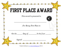 Free Printable 1st First Place Award Certificate Templates Speech Contest Template