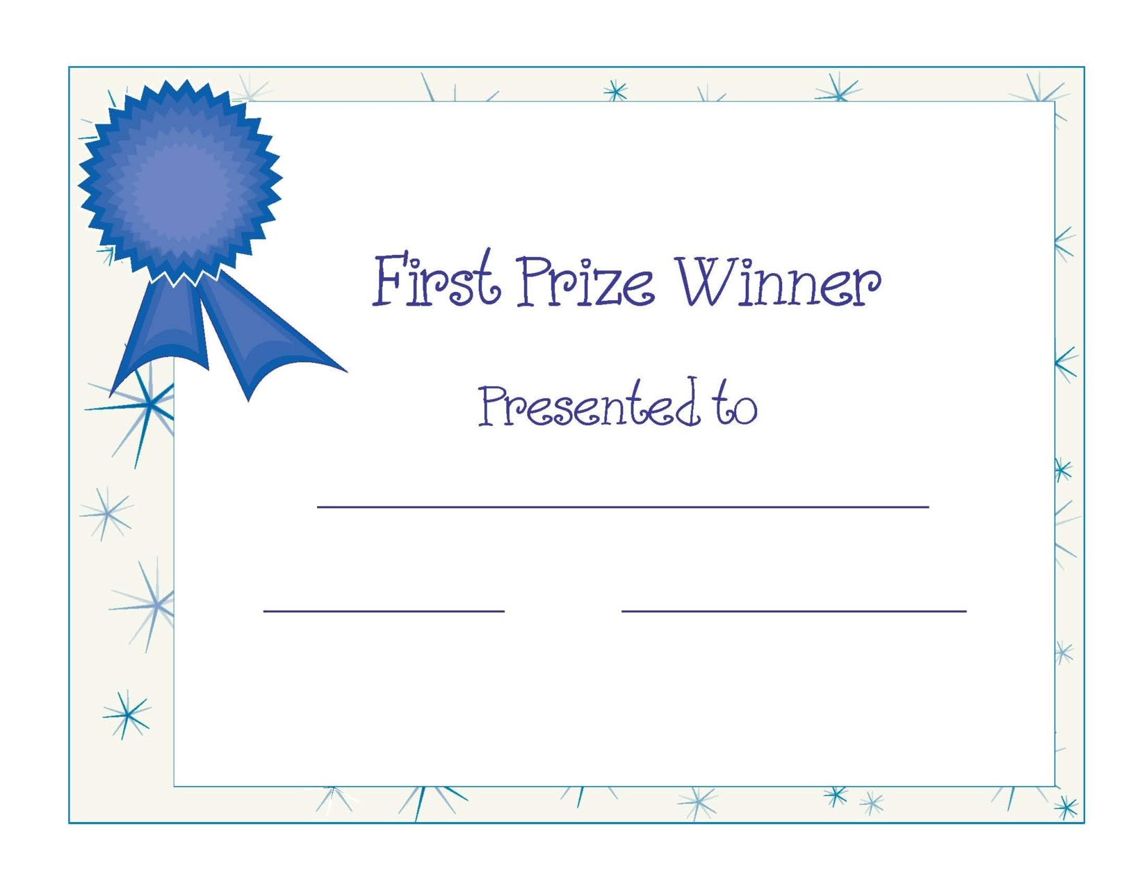 Free Printable Award Certificate Template First Place