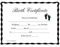 Free Printable Blank Baby Birth Certificates S Reborn Certificate