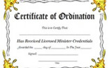 Free Printable Certificate Of Ordination Licensed Minister Ordained