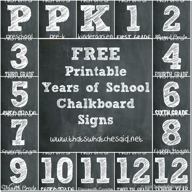 Free Printable First Day Of School Signs Template Chalkboard Sign