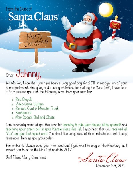 Free Printable Letter From Santa Word Template Of Personalized Letters Claus