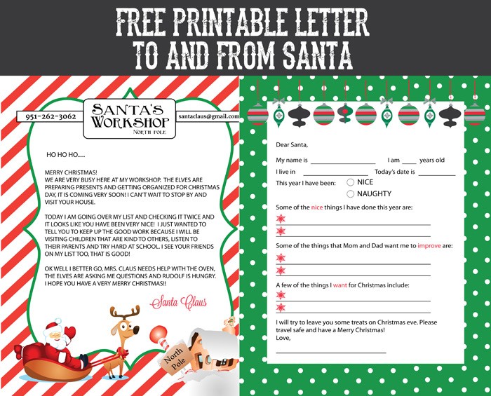 Free Printable Letter To And From Santa SohoSonnet Creative Living Personalized Letters Claus
