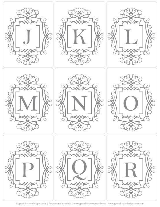 Free Printable Monogram Uppercase Letter Tags J To R Pretty