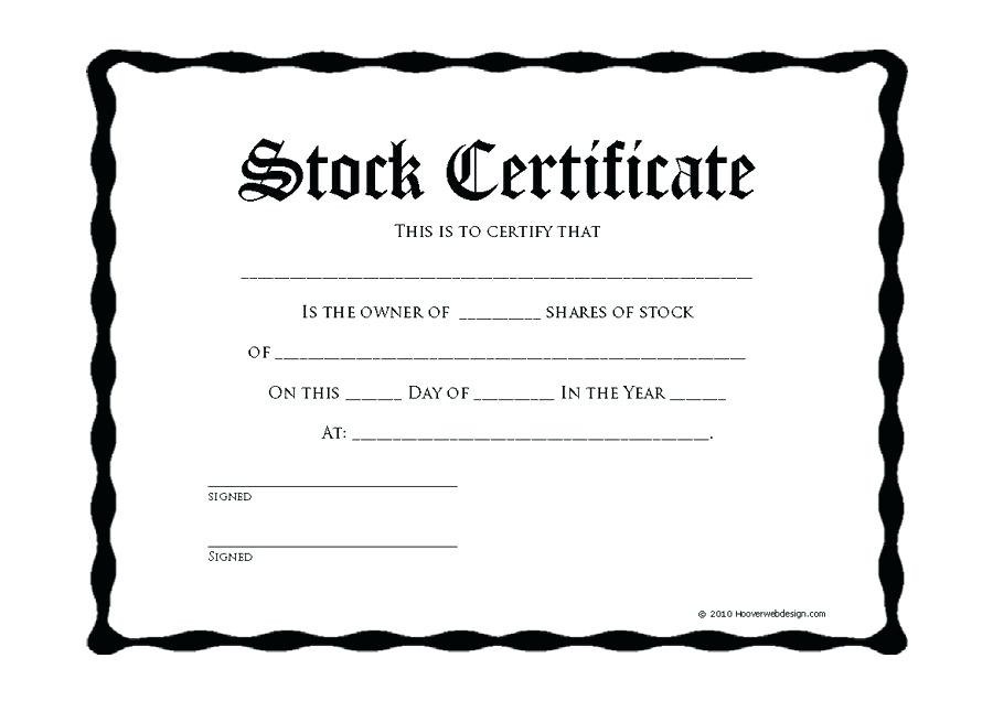 Free Share Certificate Template Stock Word