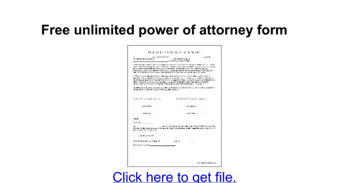 Free Unlimited Power Of Attorney Form Google
