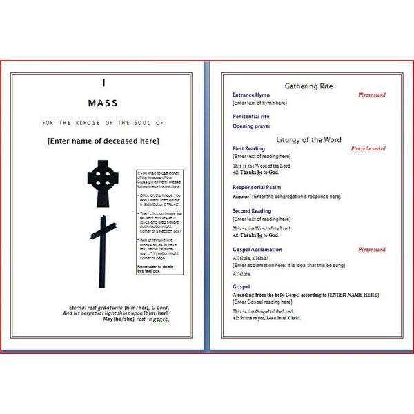 Funeral Mass Booklet Template Church Program Templates Free