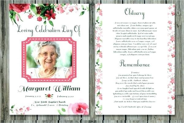 Funeral Memorial Card Template Obituary Program Free Printable Prayer