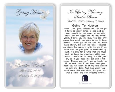 Funeral Prayer Card Asafonggecco Laminated Obituary Cards