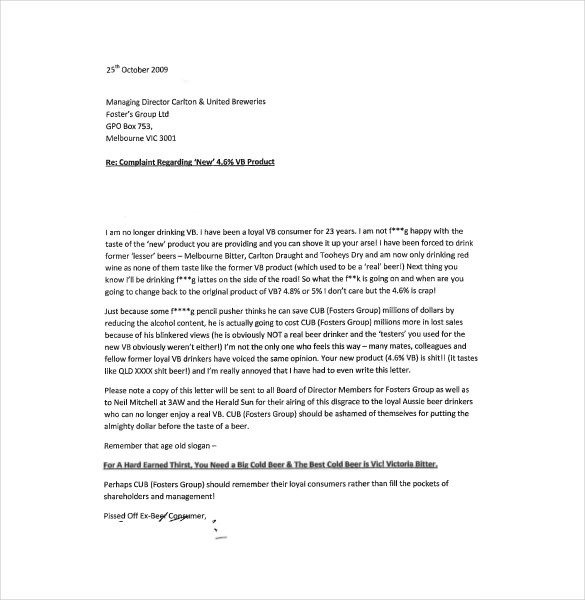 Funny Complaint Letter 10 Free Word PDF Documents Download
